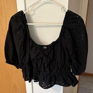 a new day Black Eyelet Blouse